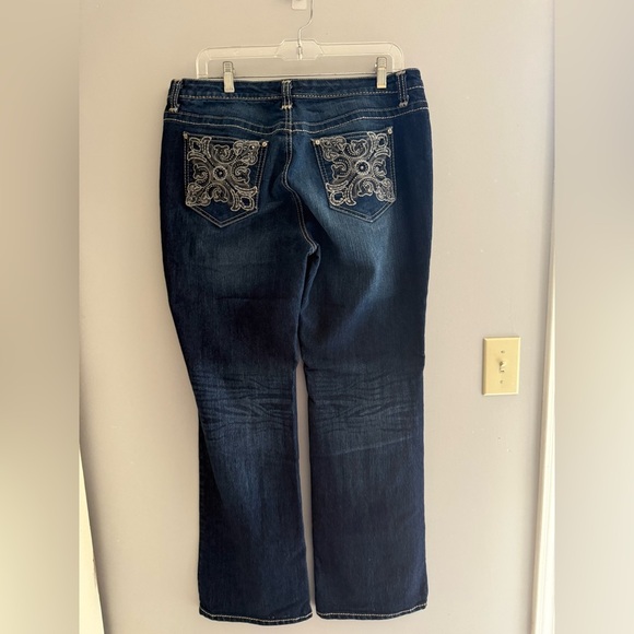 Nine West Womens Jeans SZ 12 Missy Bling Bootcut Midrise Stretch Pockets Dark - Picture 5 of 10